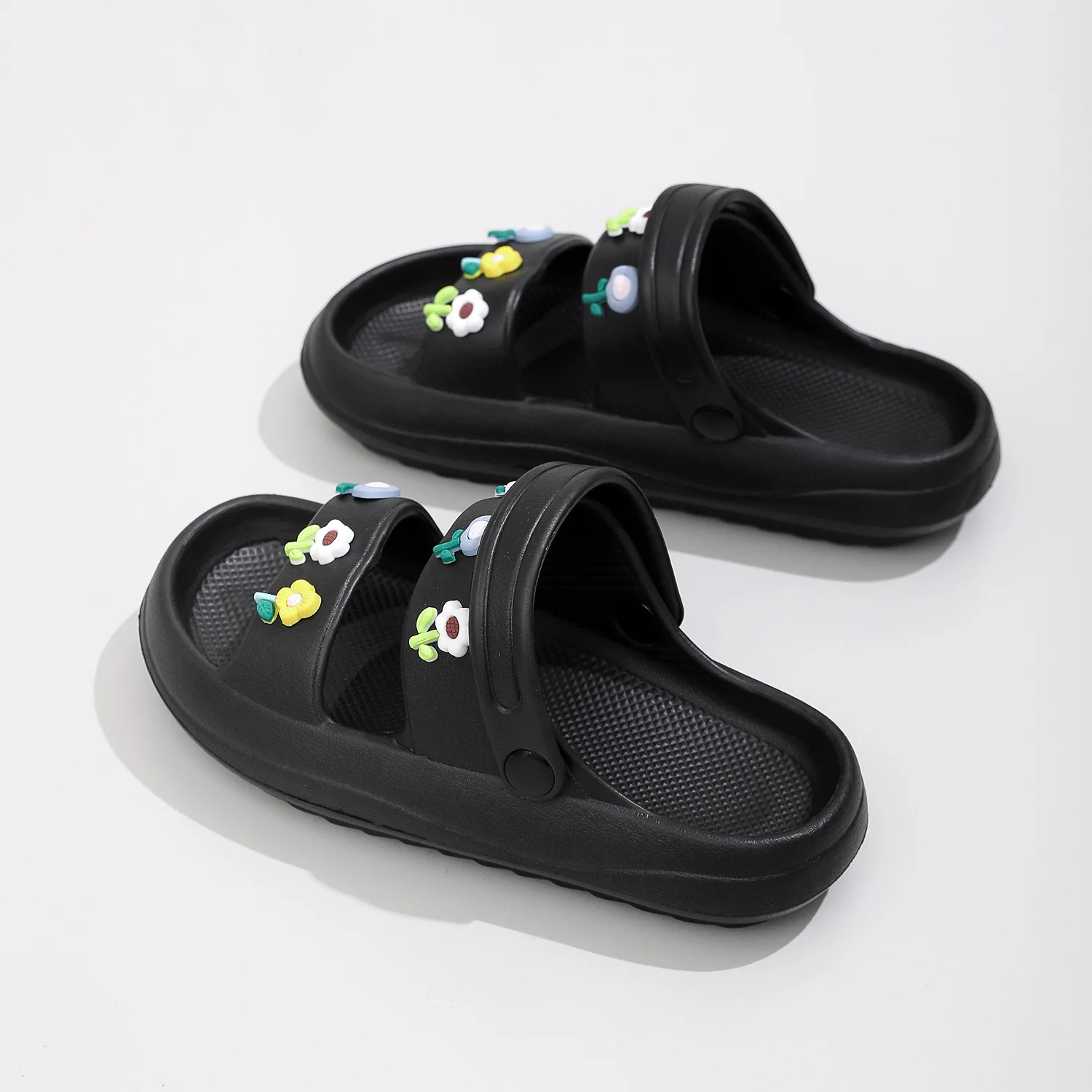 Cute Flower Decor Platform Sandals Women Comfortable Soft Sole EVA Cloud Slippers Woman 2024 Summer Non Slip Beach Slides Shoes