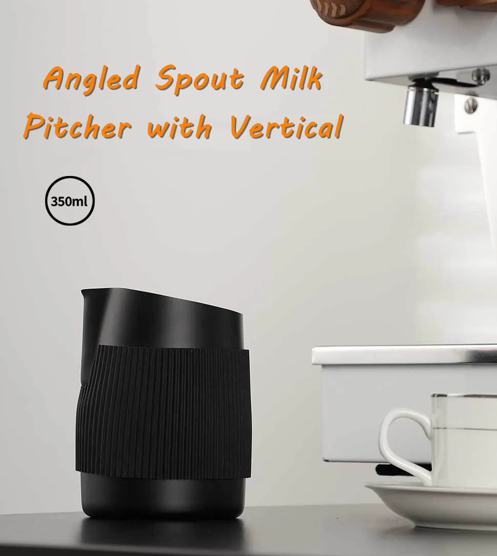 Jarra para espumar leche sin asa Normcore, jarra para leche de 350 ml, vaporizador de leche, taza de acero inoxidable para espresso con boquilla afilada