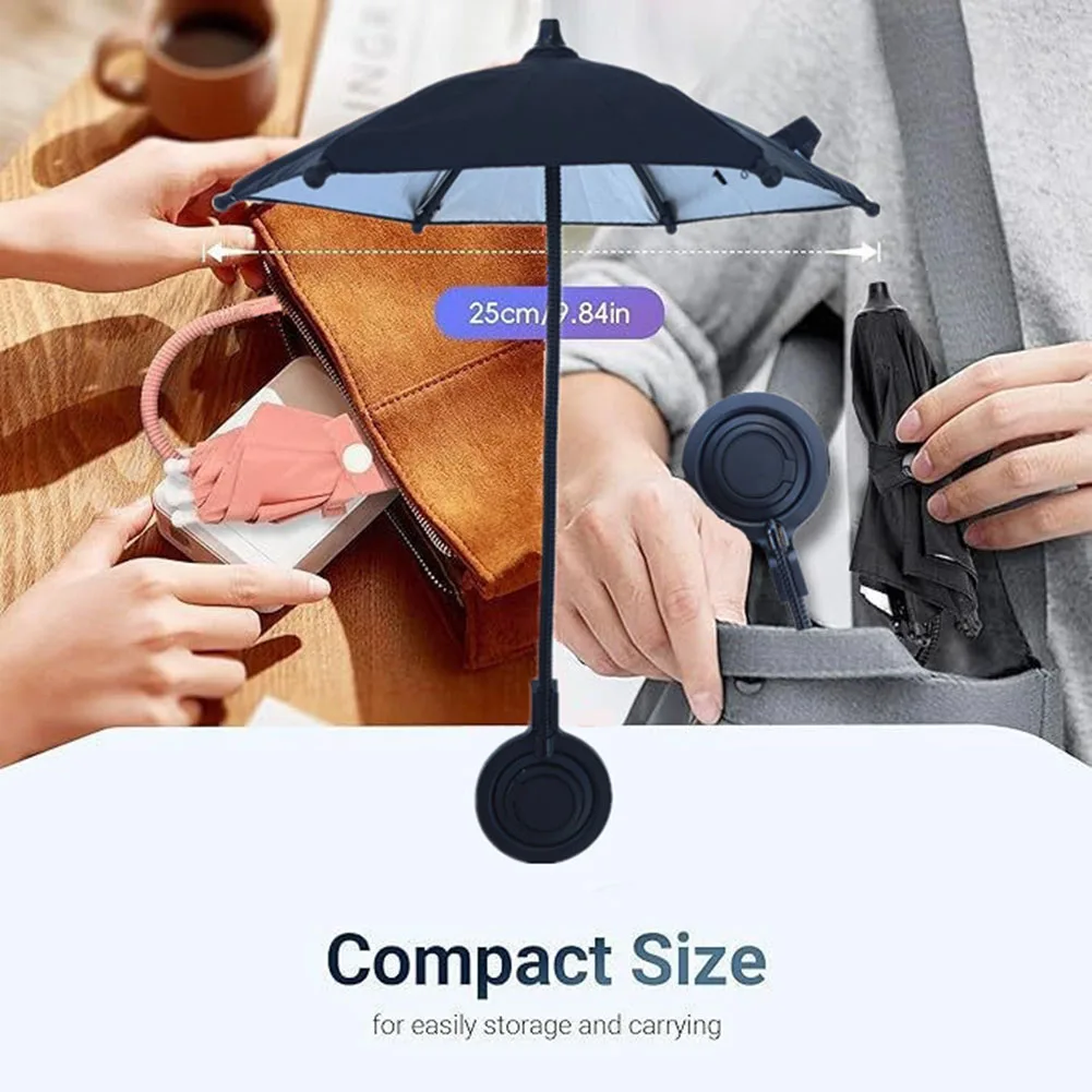1x Magnetic Phone Umbrella For Cell Phones Anti-glare Sun Shade Cover 360° Rotation Mini Umbrella For Screen Protection 7*25*3CM