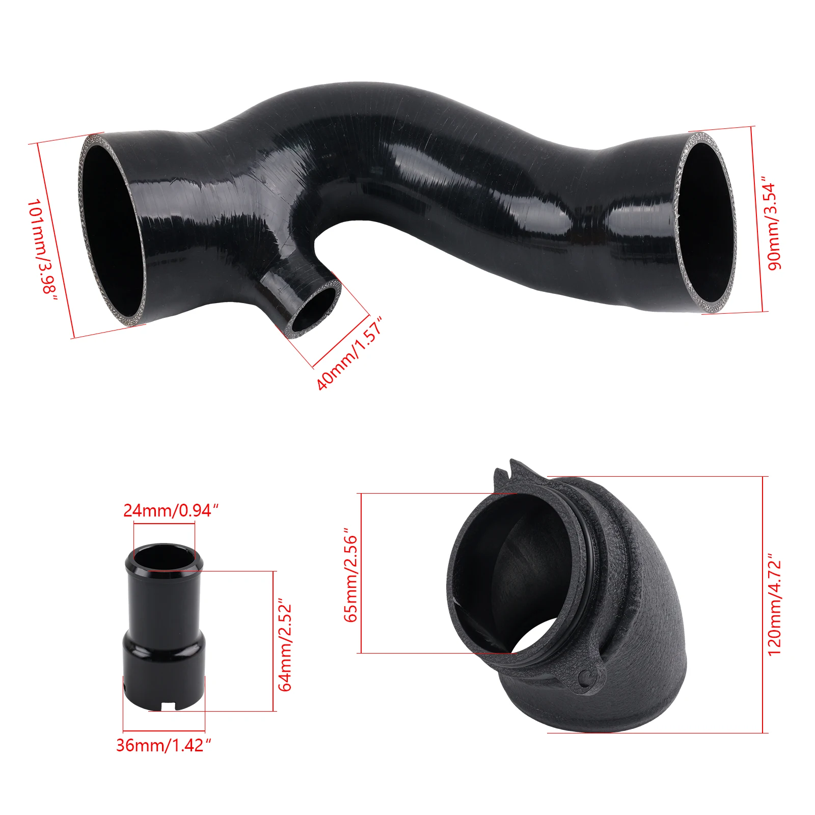 TURBO 90 INLET & SILICONE INLET ท่อข้อศอกท่อดูดสําหรับ VW Tiguan Golf MK8 R / GTI CS / Audi S3 8Y EA888.4 2.0T