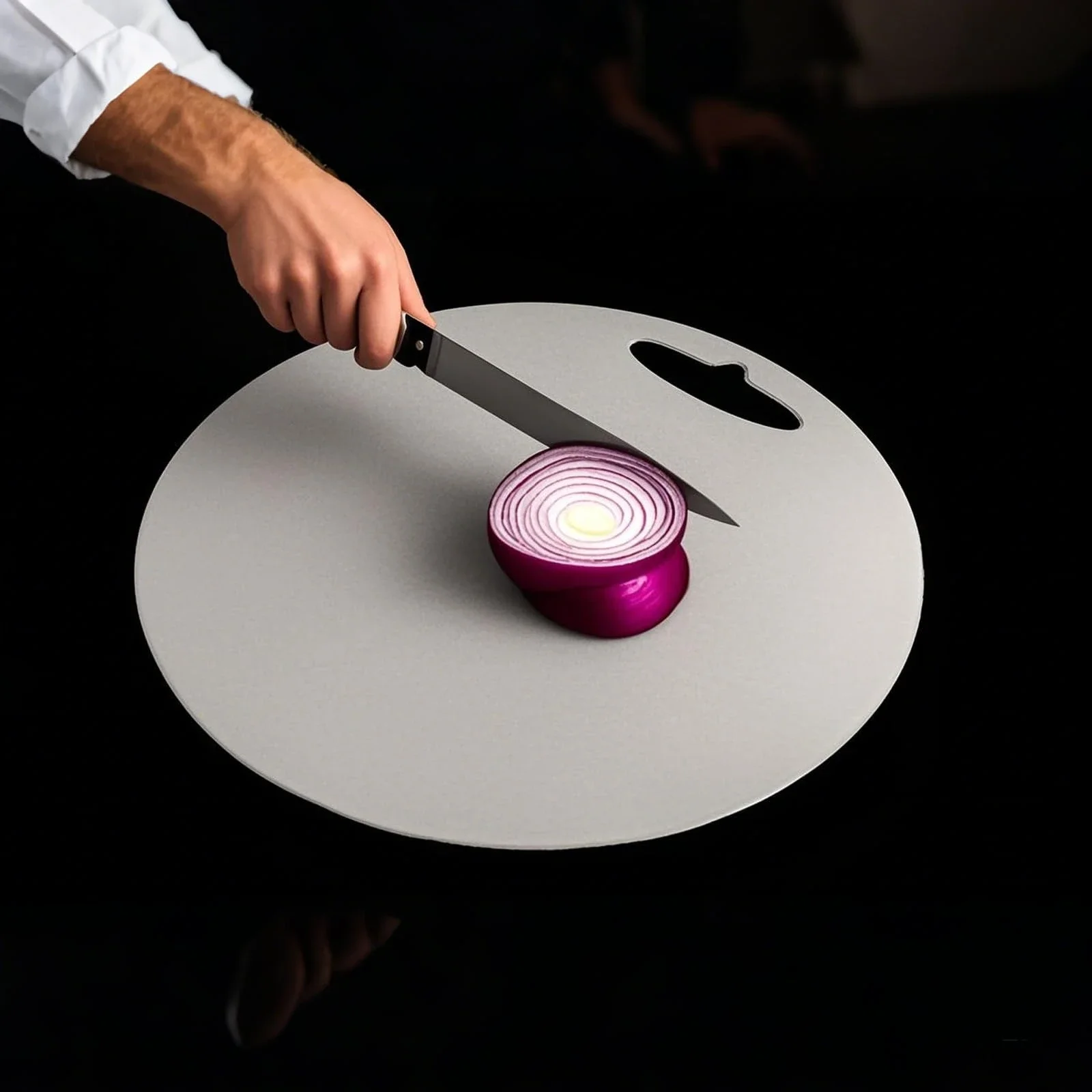 yes1/2pc 20/25cm Stainless Steel Circular Cutting Board, Suitable for Cutting Vegetables, Fruits, and Meats, Double-sided Usable