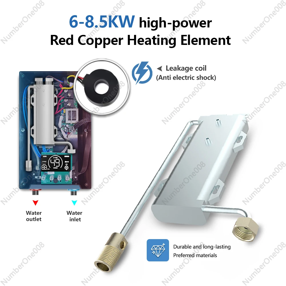 

Hotel Shower Hot Water Tankless Instantaneous Geyser Intelligent Instant Water Heater Electric Boiler Indoor 8500W