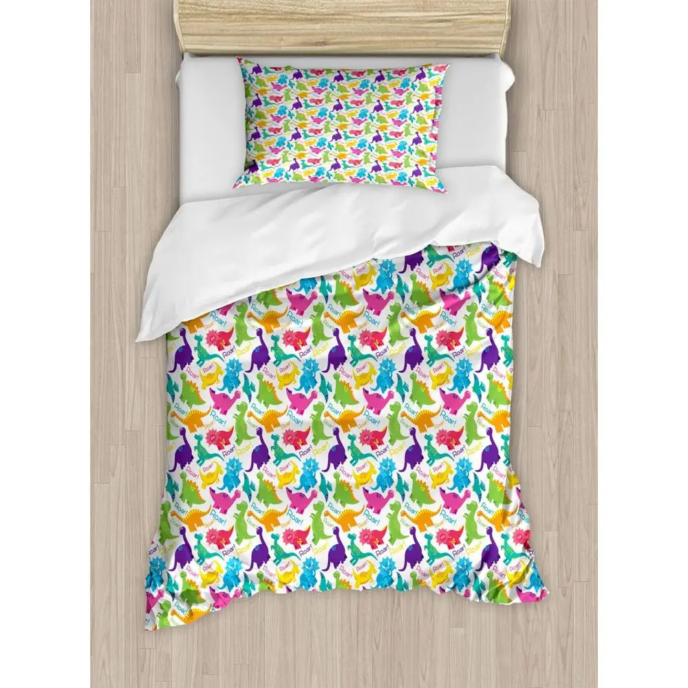 

Dinosaur Themed Duvet Cover Set, 2-Pack with 4 Pillowcases, Queen Size, Multicolored