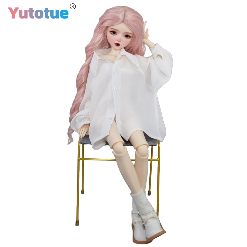 

YUTOTUE 1/3 BJD Doll Toy 56cm Glitter Eyes Fashion Doll Female Body with Shirt Shoes Long Curly Wigs Lifelike