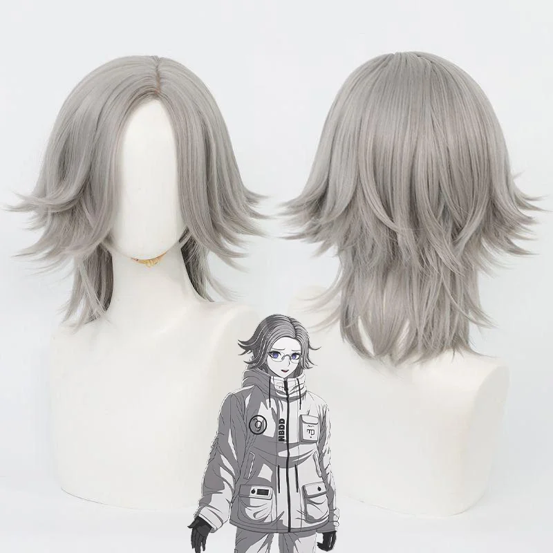 Nuevo juego, peluca de Cosplay Aotsuki Eito de cien líneas, accesorios para el cabello con flequillo corto gris, accesorios de pelucas sintéticas resistentes al calor