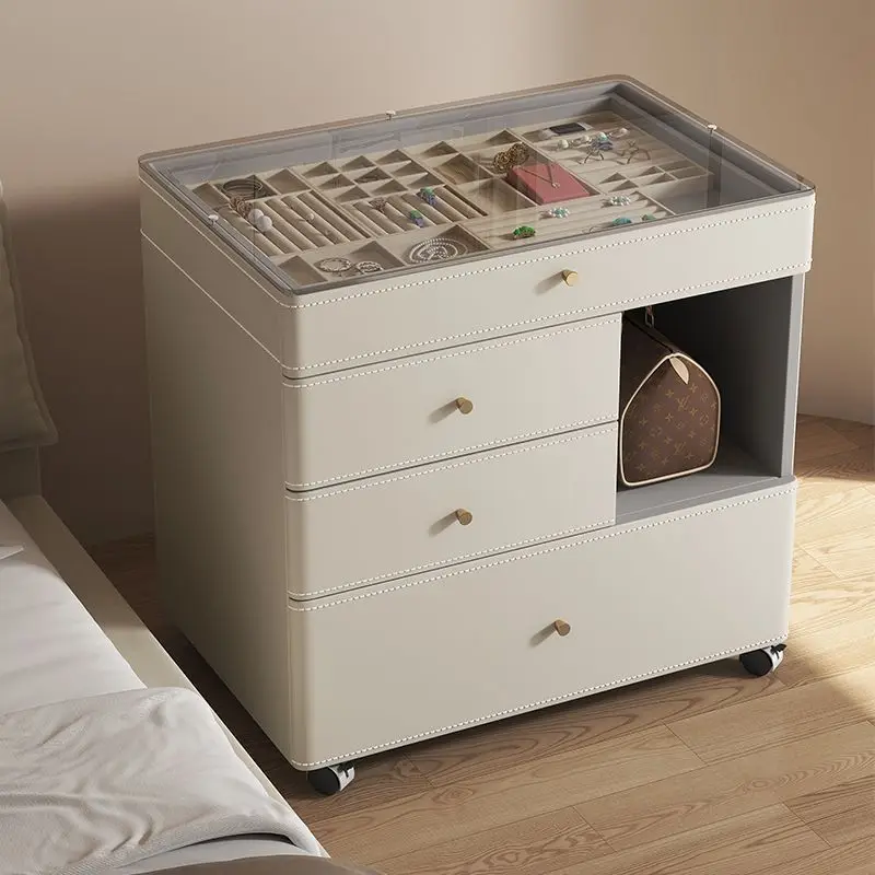 Small modern simple bedroom jewelry box chest integrated, mobile lifting small apartment makeup mirror - view 2