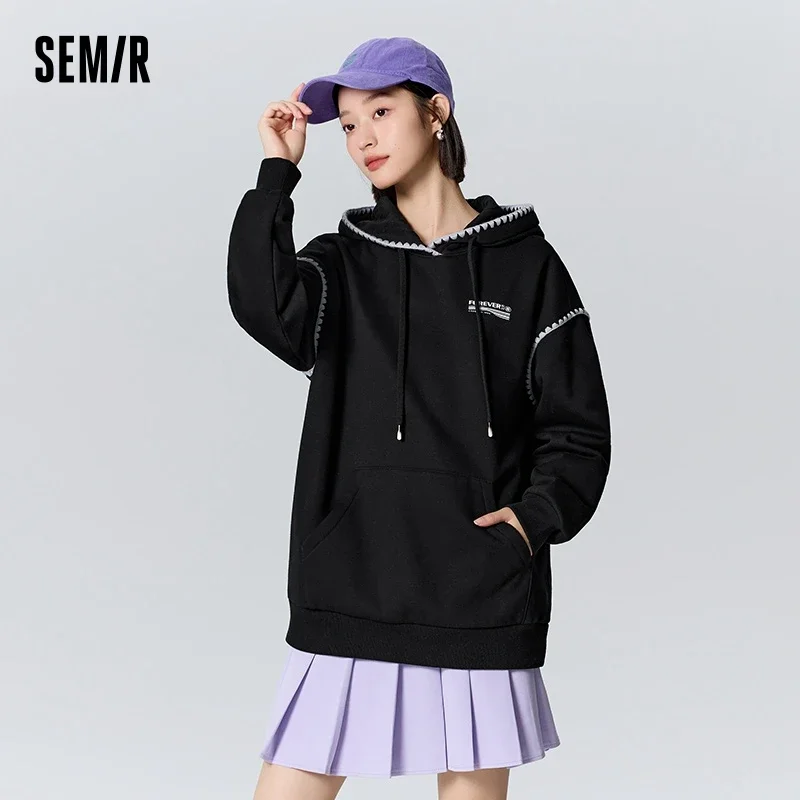 Semir Sweatshirt Women Mid-Length Polar Fleece Winter 2023 New Heat Storage Antibacterial Hooded Sweatshirt