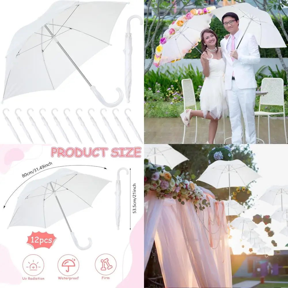 

DIY 12-Piece Second Line Umbrella Set for Weddings, Masquerade Parties, and Bridal Events - Black and Gold, Full Size 32 Inches