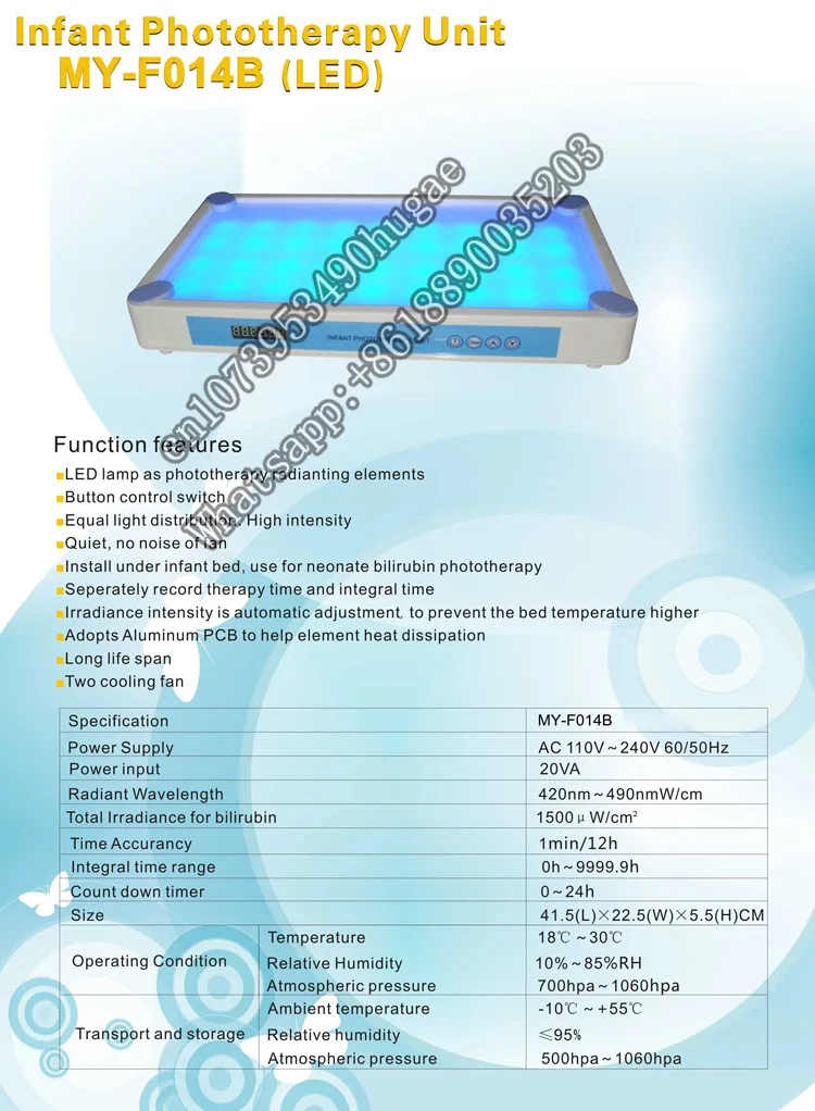 MY-F014B medical equipment LED neonatal baby jaundice lamp infant phototherapy unit