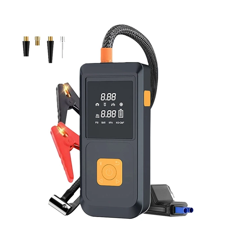 

Portable Jump Starter With Air Pump Automobile Battery Booster Power Pack With LED Light Multi-Function Tire Inflator