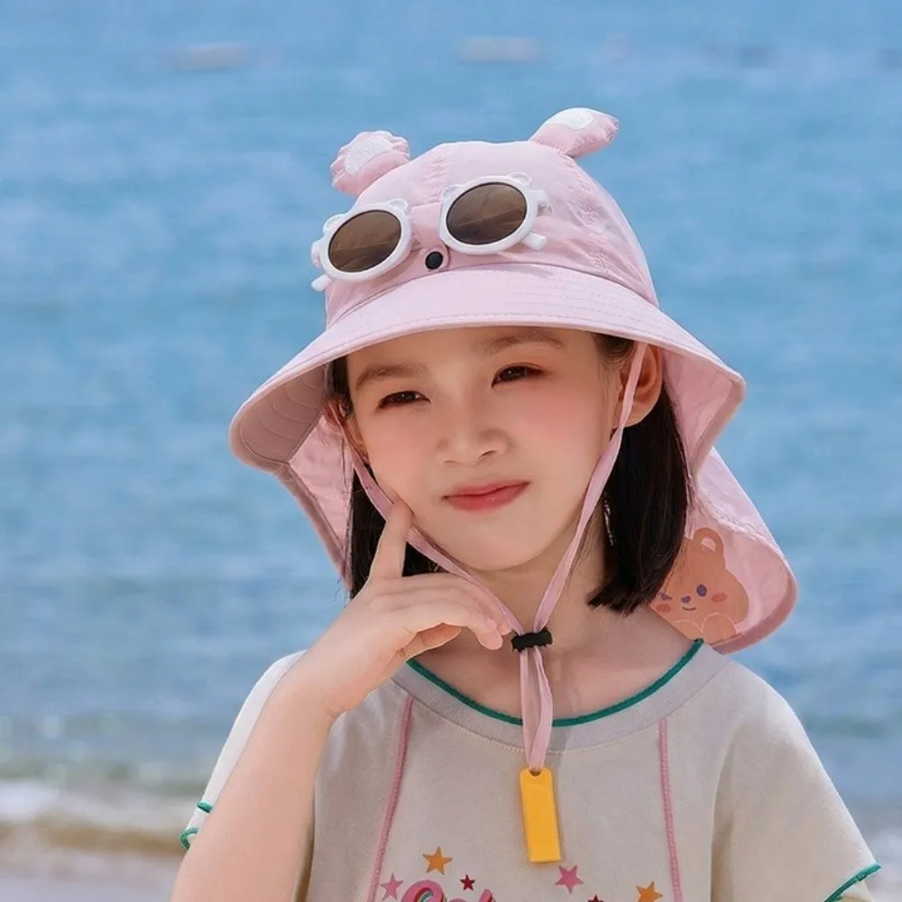 

New Anti-UV Fisherman Hat Adjustable with Neck Protection Shawl Sun Hat Sunglasses Whistle Beach Cap Hiking Fishing