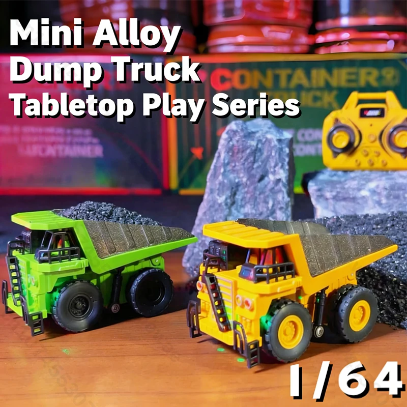 Camion Ribaltabile RC 1/64, Escavatore Telecomandato in Lega con Luci e Musica, Mini Auto Giocattolo in Lega, Modellino Veicolo, Regalo di Natale