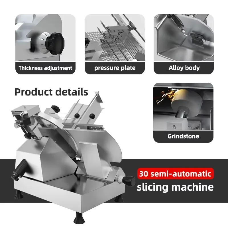 for Commercial Electric Meat Cutter Semi-Automatic Slicer for Ham Pork Beef Mutton Bacon