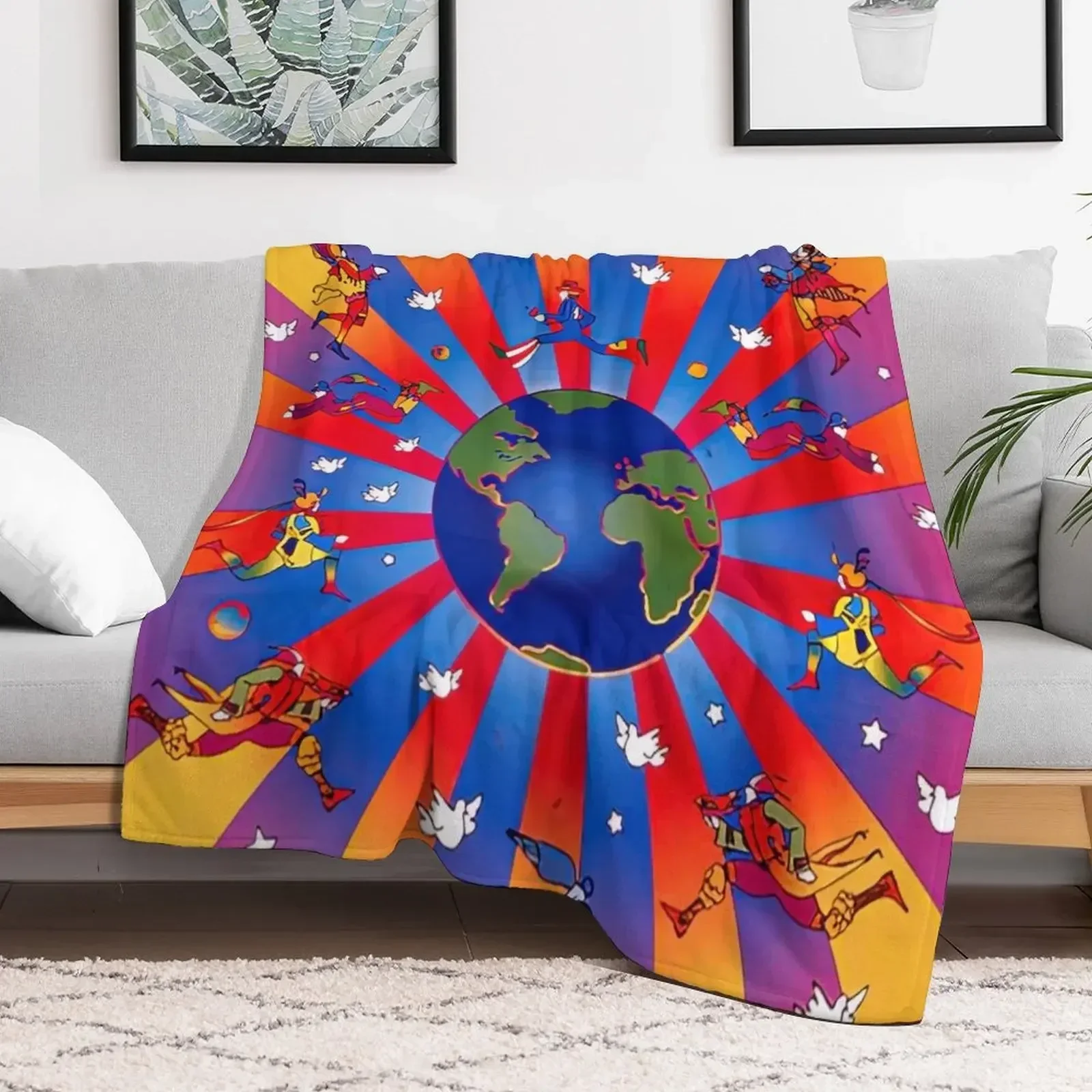 peter max art, peter max artwork, peter max paintings Throw Blanket Soft Big Bed covers Polar Blankets