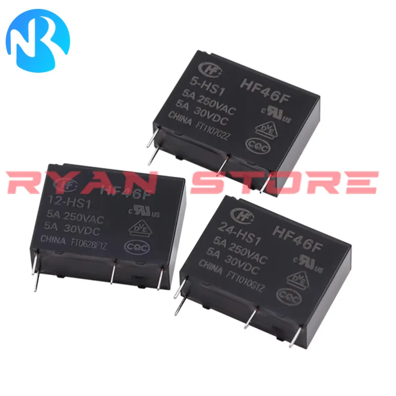 5PCS Relay HF46F G- 5 12 24 HS1 HS1T 7A 5A 4Pin 250VAC 30VDC DC5V 12V 24V HF46F-12-HS1 HF46F-G-24-HS1T HF46F G 24 HS1 Relay Base