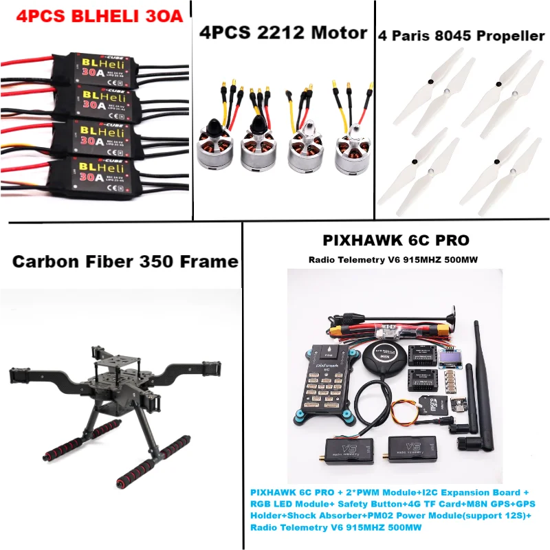 RctoSky PIXHAWK 6C PRO M8N nuevo drone inteligente de código abierto FLY350 300 380 450MMpix quadrotor estante volteado