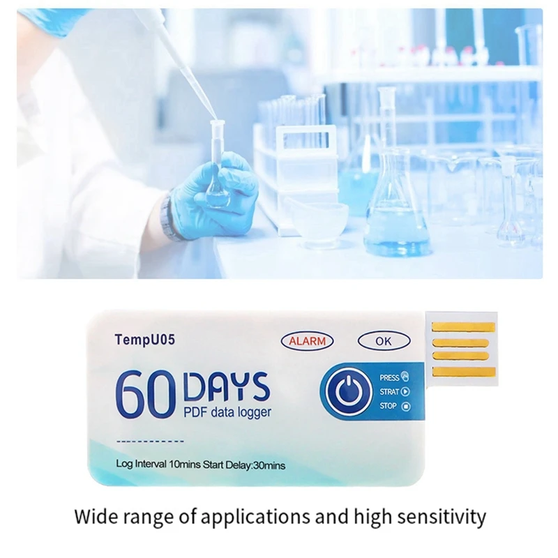 【NOVO】10 Pçs/lote Tempu05 Registrador de Dados de Temperatura Único Uso 60 Dias Relatório PDF Porta USB Registrador de Dados USB