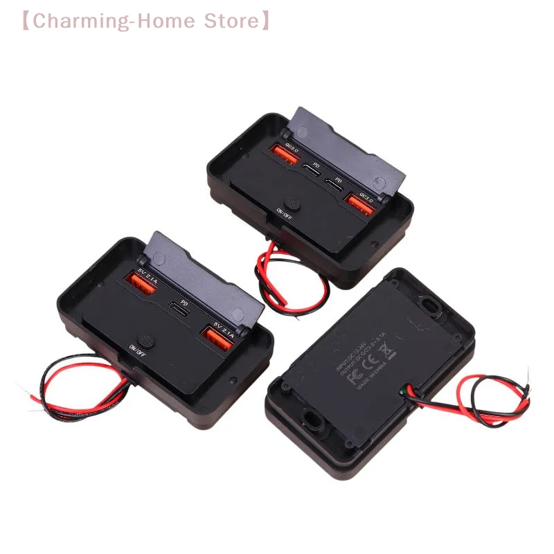 

【M】Dual PD Dual QC 3.0 USB Car Charger 12V RV USB Outlet Panel Fast Charge Socket With Switch Voltmeter For Boat Motorcycle