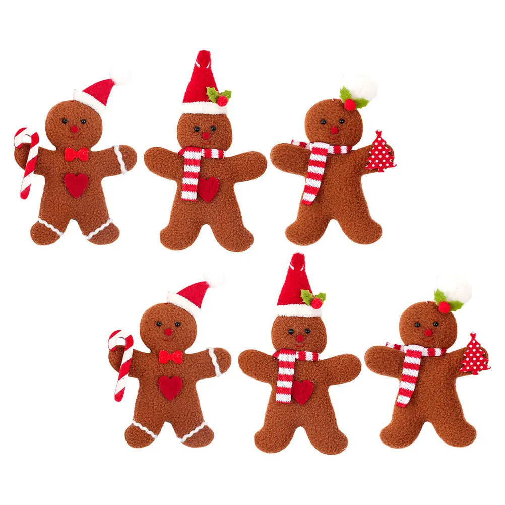 

6Pcs Realistic Gingerbread Man Hanging Decorations Festive Christmas Tree Ornaments Home Decor Holiday Hanging Charms