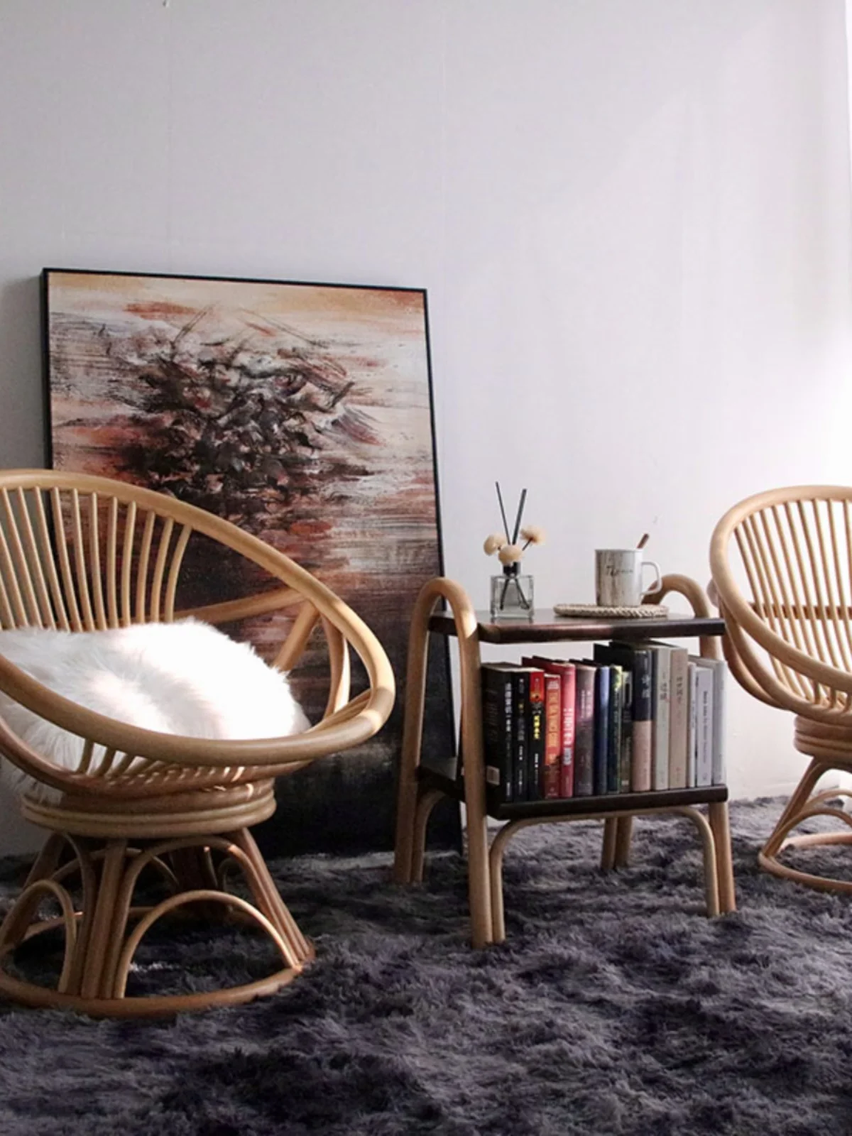 

Оригинальный набор вращающихся стульев для отдыха на балконе Tianyuan Shindo из 3 предметов, импортированный из Индонезии для домашней мебели