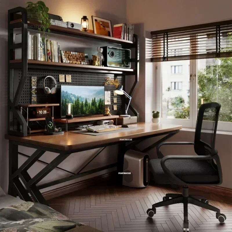 Nordic Computer Schreibtische Bücherregal Integrierte Kreative Gamer Schreibtisch Schlafzimmer Studie Tisch mit Loch Bord Licht Luxus Büro Möbel