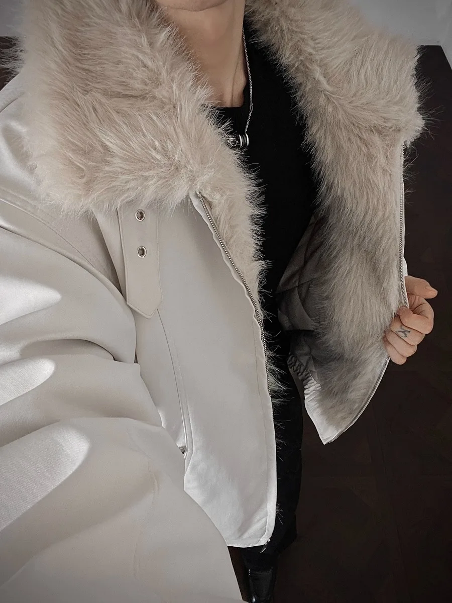 

American Sle Cleanfit Men's Winter Thiened Cotton Jaet with Fur Collar ort Bread Sle Coat Warm Casual Long Sve