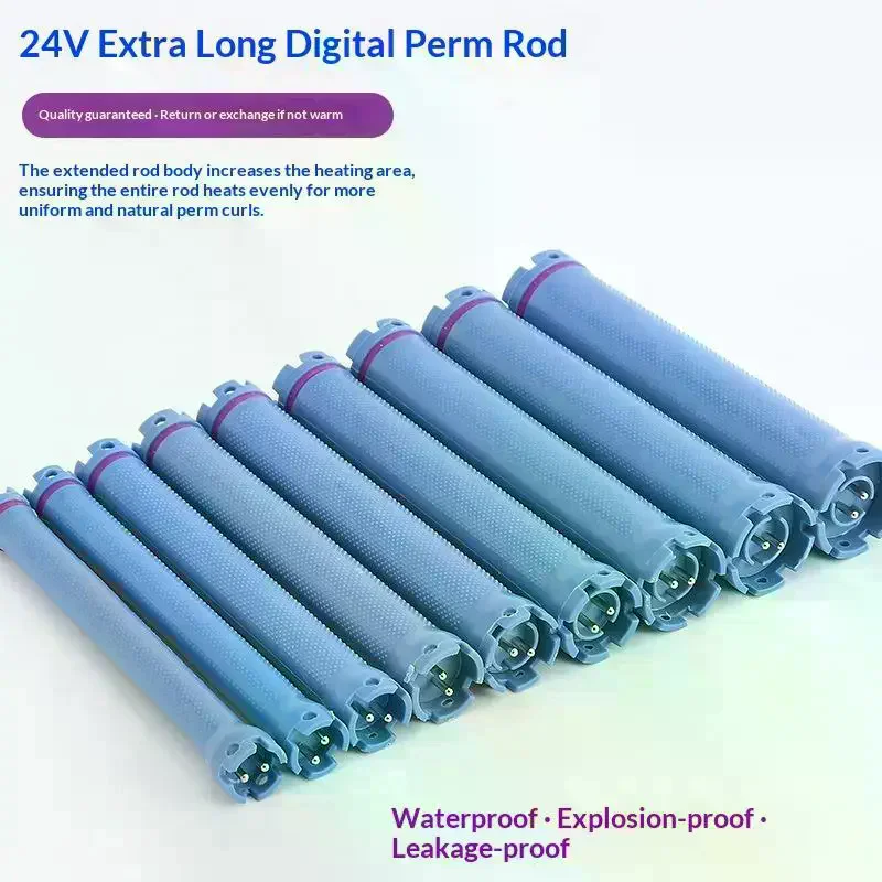 24V Digital Hair Hot Perm Rods Electric Heated Curlers Bars Rollers Wavy Hair Salon Barber Curling Spiral Styling Tools 140mm