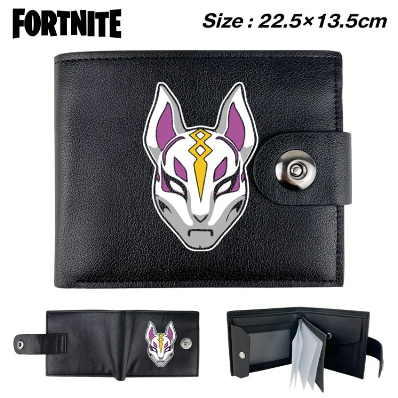 Fortnite Стрельба Игра Периферийные устройства Кошелек из искусственной кожи с кнопками Аниме Кошелек для монет Складной кожаный кошелек Держатель для карт Подарки для студентов