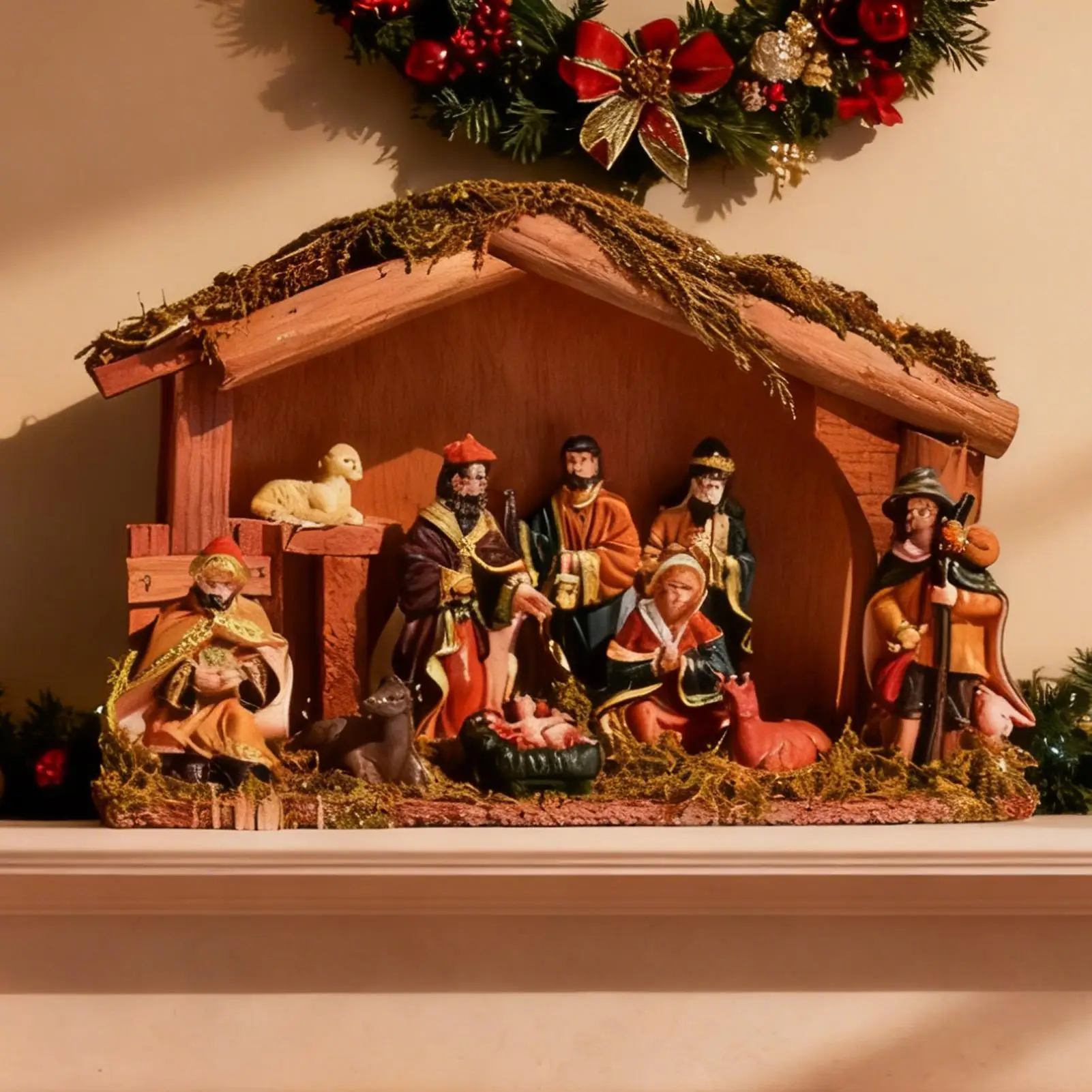 Christmas Manger Decorations Set Nativity Scene Set Resin Tabletop Nativity Set Resin Home Living Room Nativity Figurines