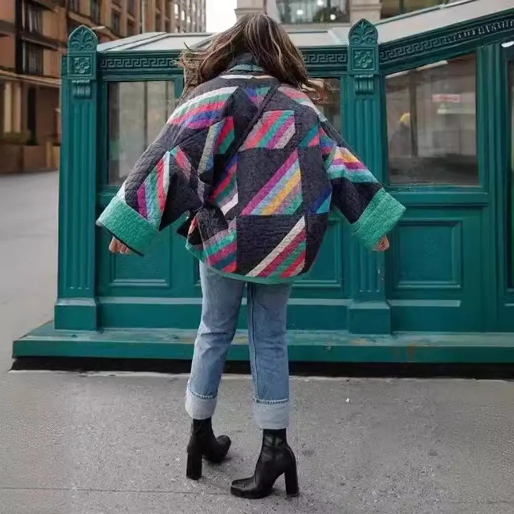 

Women's Retro Printed Loose Floral Cotton-Padded Jacket Winter Coat Casual Stylish Upperwear for Ladies