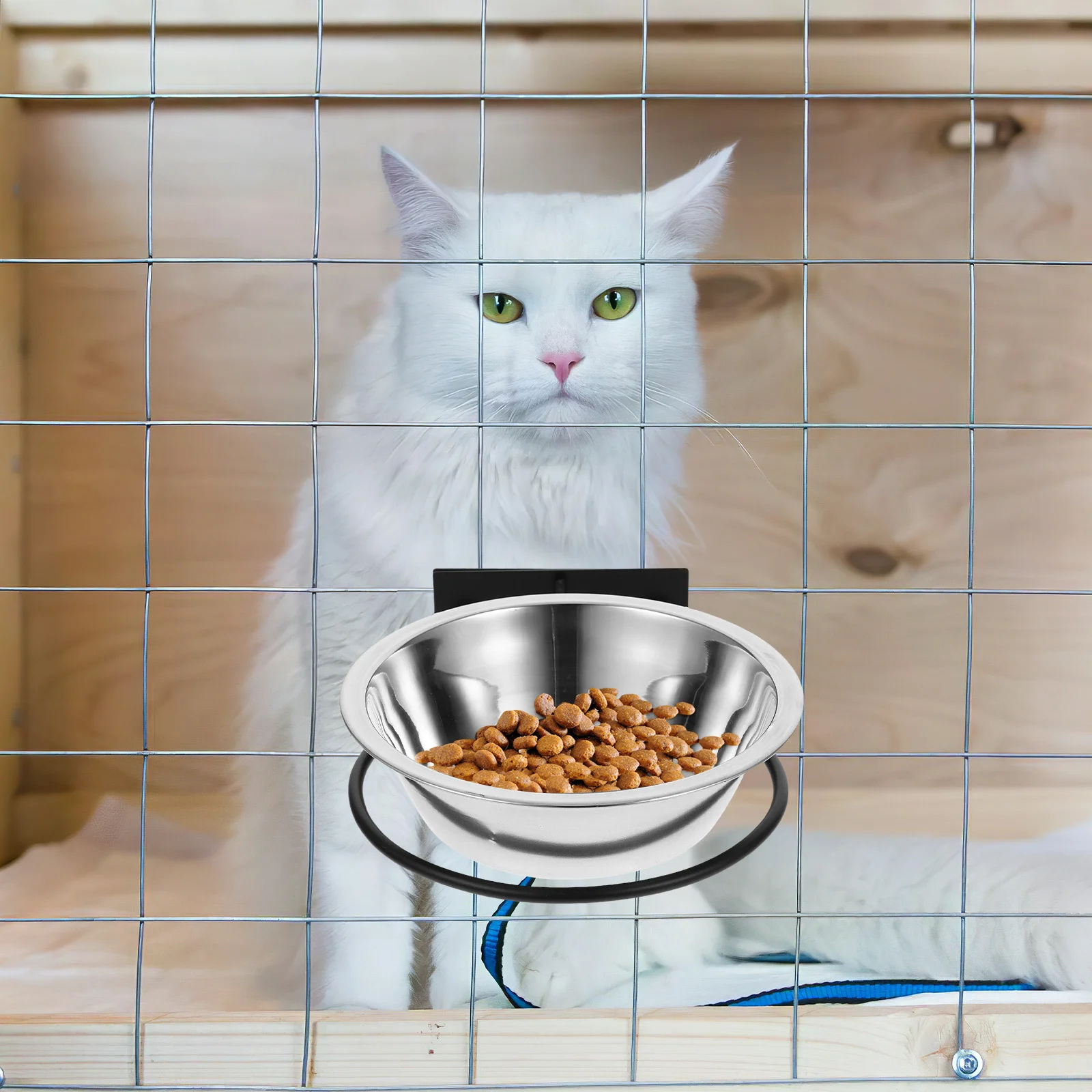 وعاء الكلب المرتفع القابل للتركيب على الحائط من الفولاذ المقاوم للصدأ محطة تغذية الحيوانات الأليفة للقطط والكلاب وعاء الماء المرتفع لتوفير المساحة