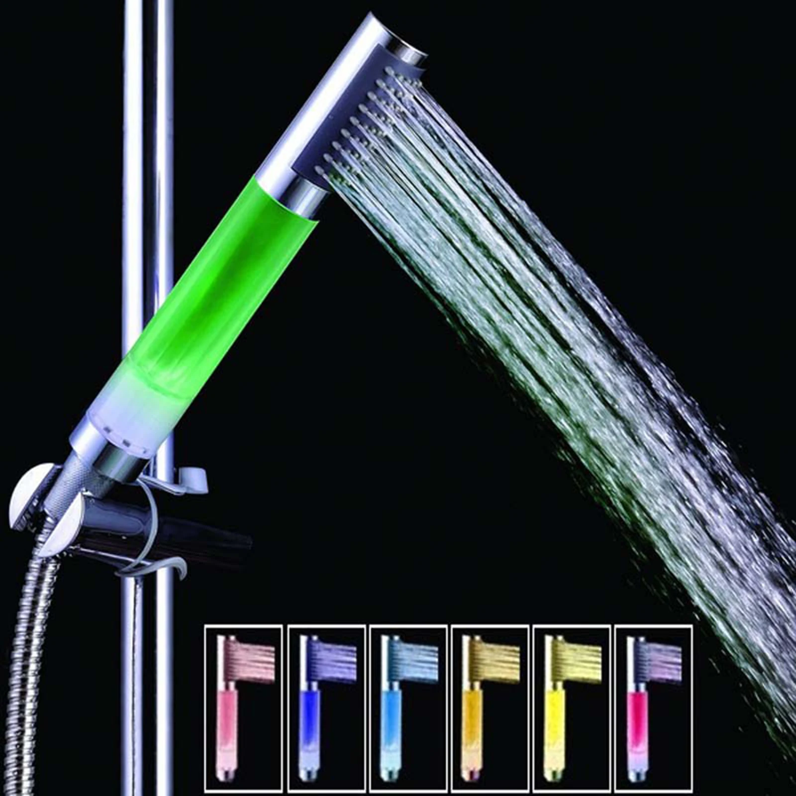 Ducha de mano con Control de temperatura, barra redonda de ducha de tres colores, accesorios de baño