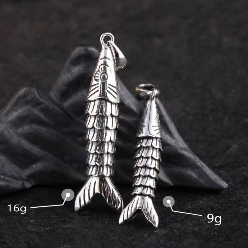 BOCAI New S999 Silver Jewelry Accessories Vintage Creativity Cute Fish Activity Style Personality Lovers Men and Women Pendant