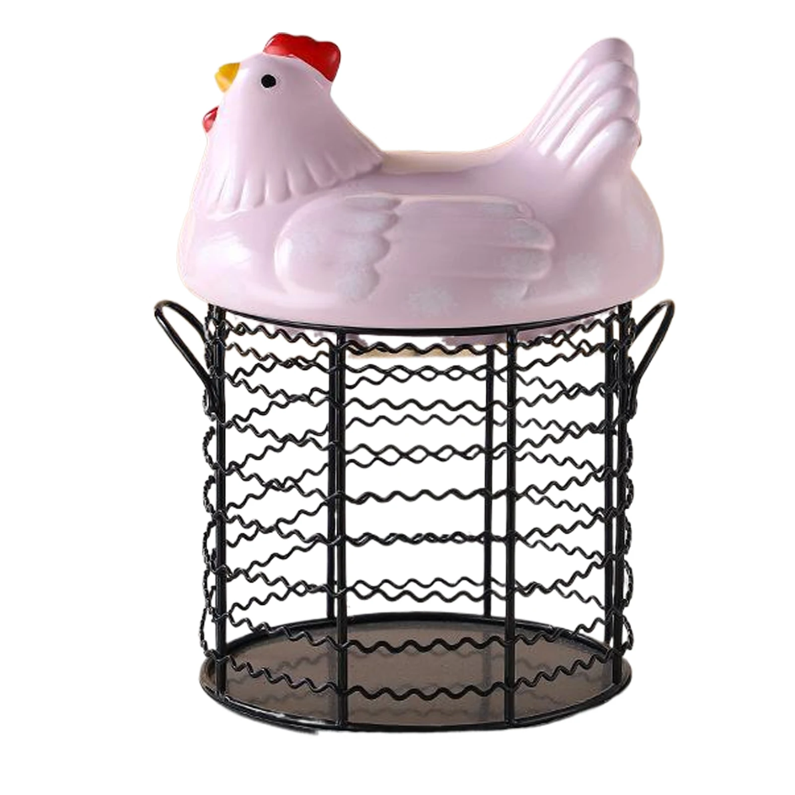 

2025 New Metal Egg Collecting Basket Egg Storage Organizer Chicken Egg Storage Basket with Lid for Countertop Farmhouse Home ﻿