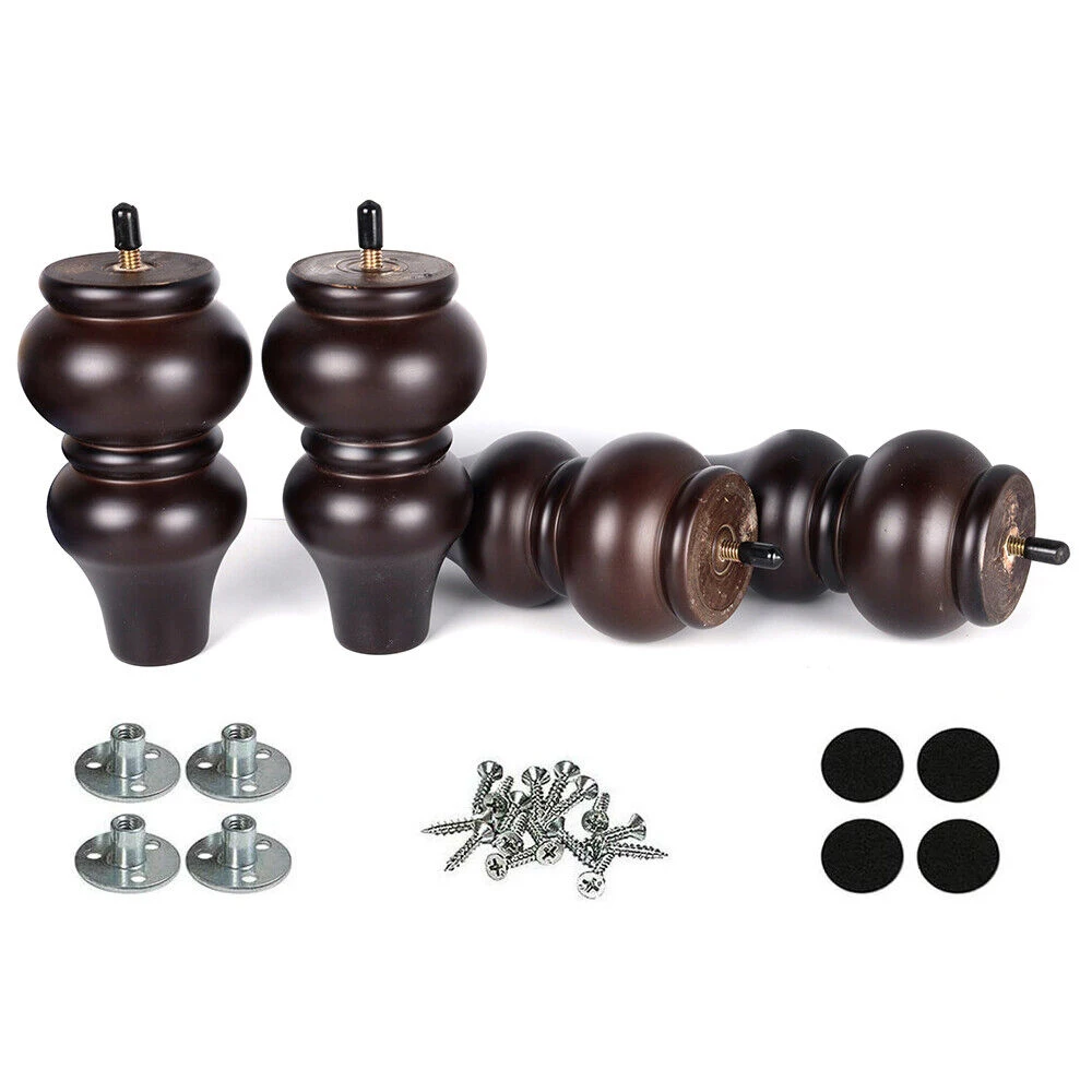 4pcs Furniture Leg Solid Wood Sofa Legs Replacement Feet Fittings Height 12.5/15/20cm Coffee Table TV Cabinet Wooden Legs