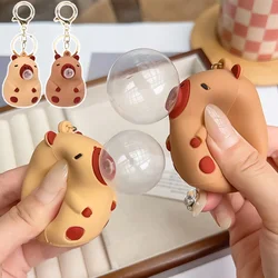 Capybara Pinch Music Toy Blowing Bubble Keychain Girls Capybara Doll Decompression Toys Children's Schoolbag Pendant