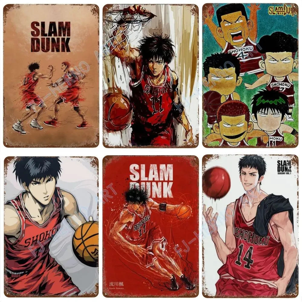 Japanese Anime Slam Dunk Metal Tin Sign Plaque Retro Poster Corridor Room Home Decor Murals Decorative Plates Wall Art Gift