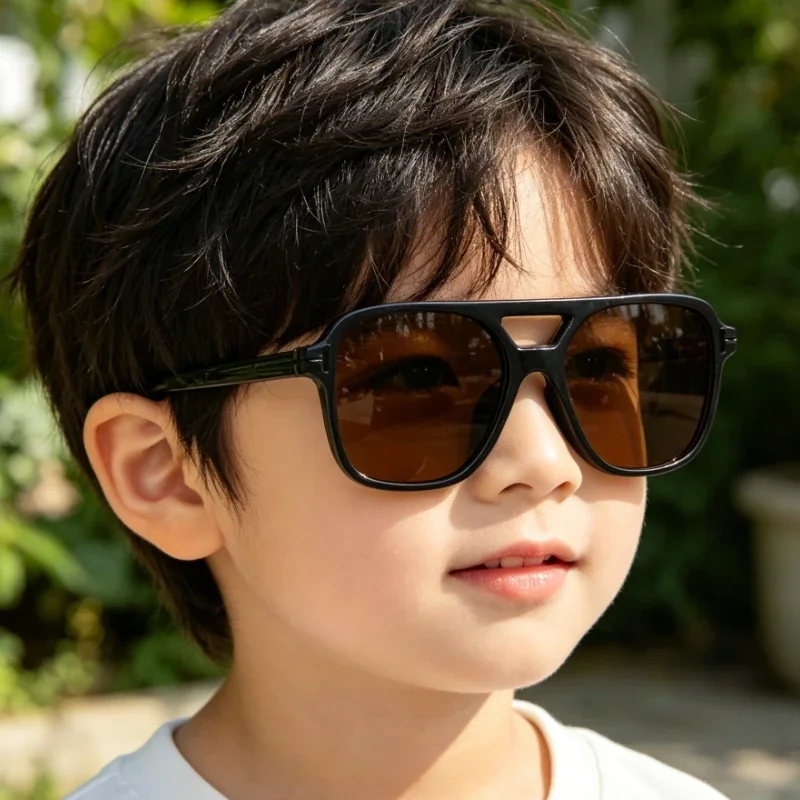 Children Double Girder Pilot Large Frame Sunglasses For Boy And Girl Fashion Gradient Lens Outdoor Sports Sunscreen Sun Glasses