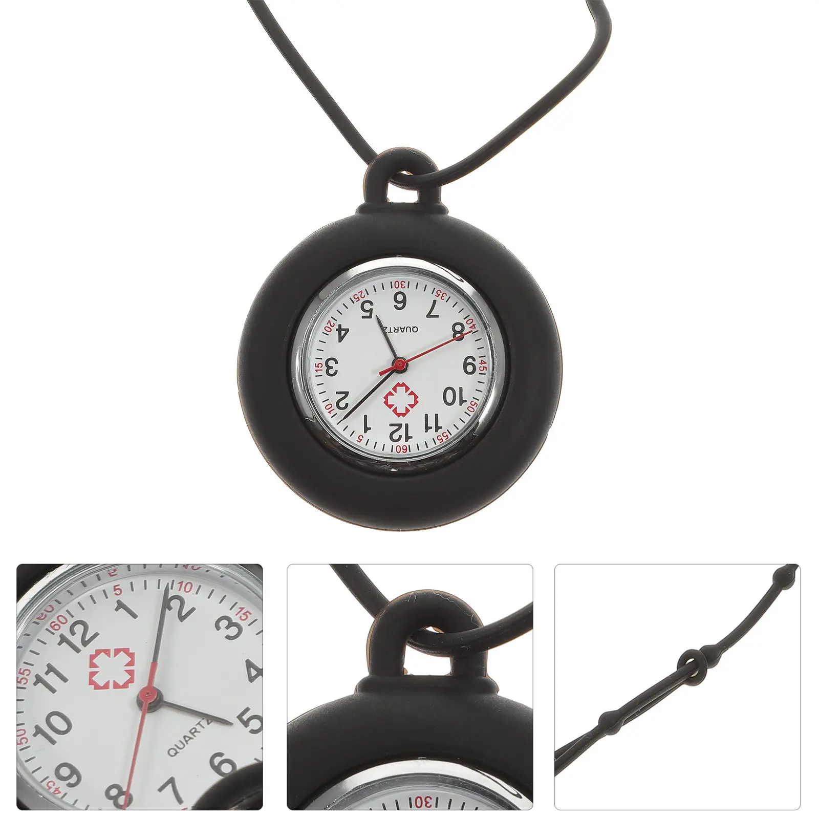 

1 шт. силиконовые карманные часы для медсестер, круглый дизайн, портативные медицинские часы для медсестер, черный ремешок, цвет случайный