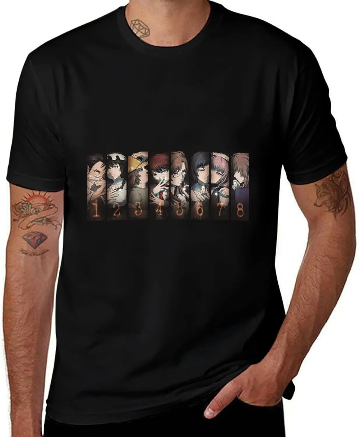 Anime Steins Gate T Shirt Mens Summer Print Crew Neck Tee Classic Short Sleeve Tee