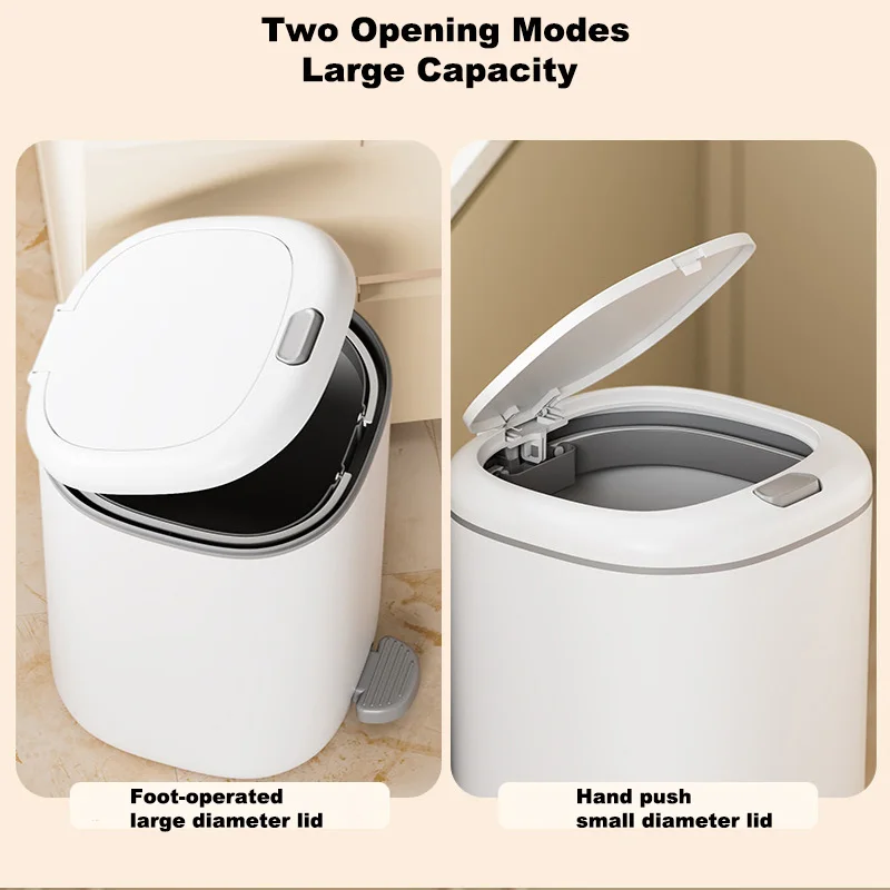 Double-open Trash Can Foot Hand Press Type Trash Bin Large Capacity Living Room Paper Basket Kitchen Bathroom Garbage Can