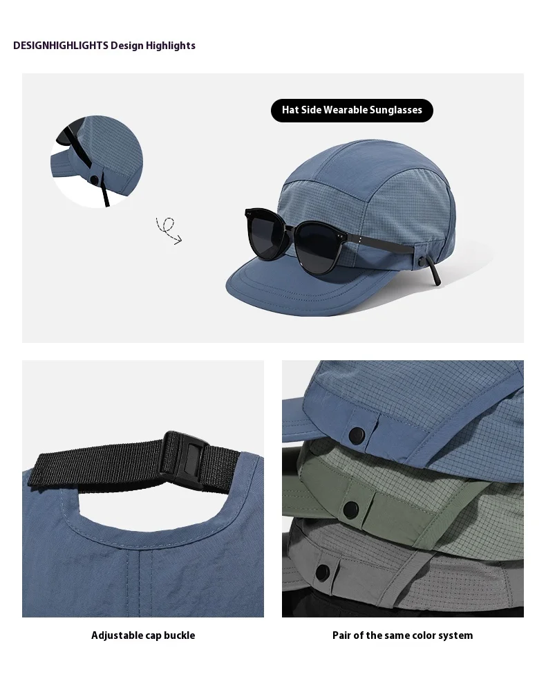 Feverseeker Japanische, schnell trocknende Frühlings- und Sommermütze, Werkzeugfunktion, fünfseitige Mütze, die Outdoor-Hüte für Männer und Frauen spleißt – Detail 3