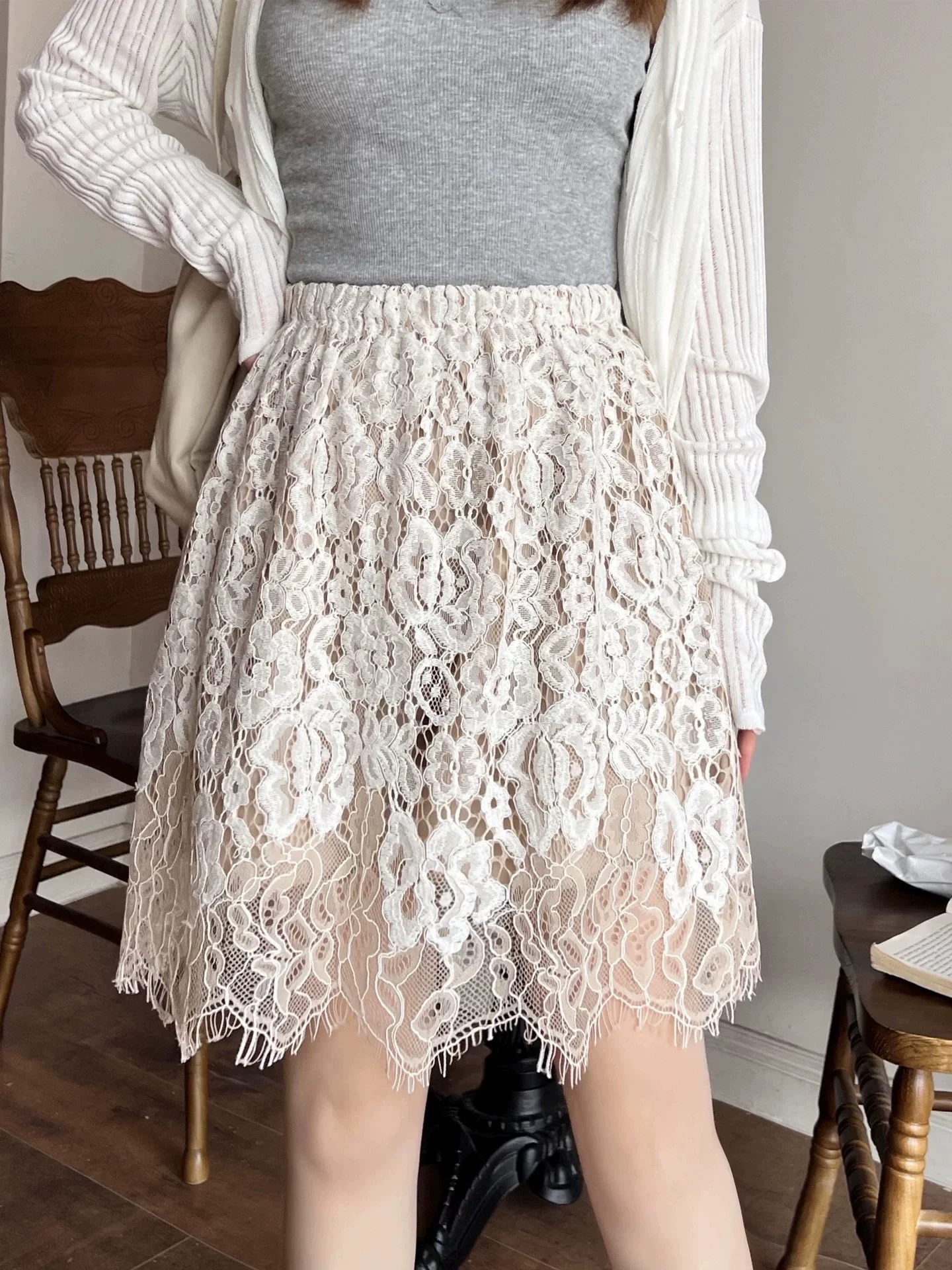 Lace Skirt for Women Summer French Elegant Designer Heavy EmbellHeavy Embellished Vintage Chic Mini Skirts