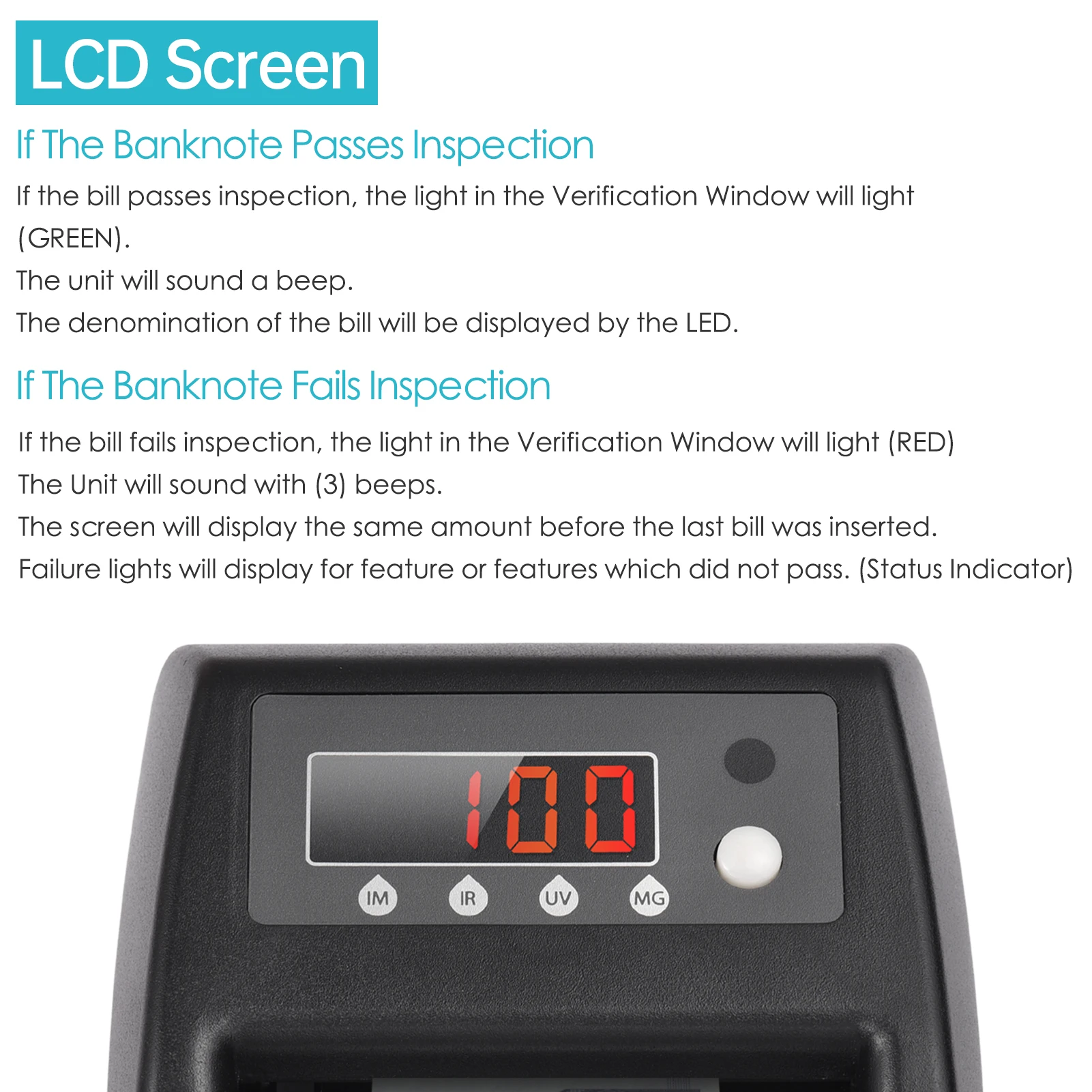 Mini UV Counterfeit Bill Detector EUR Money Counter Automatic Money Detection By UV MG IR Image Paper Quality Size Thickness