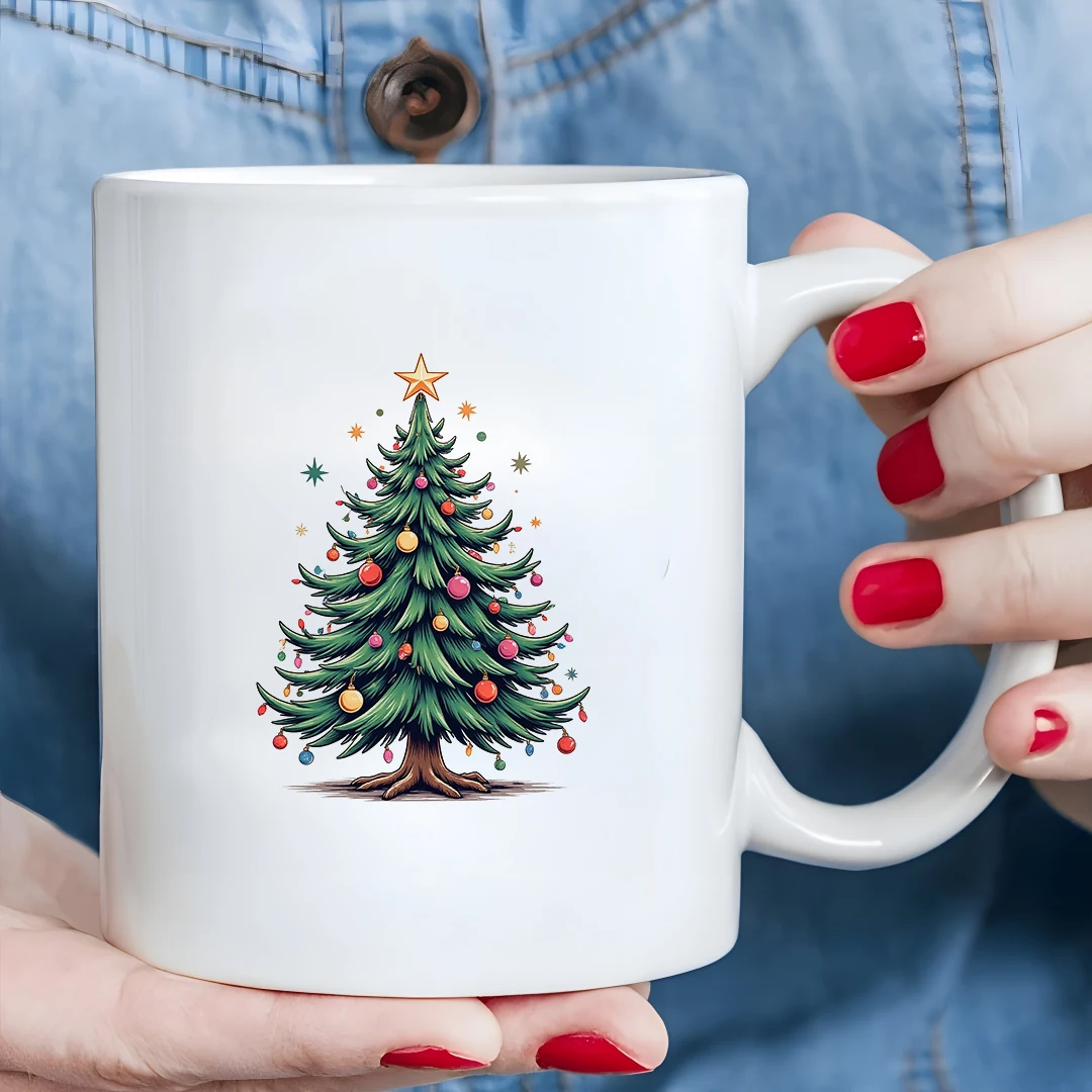 

11oz Mug + Christmas Tree Cartoon Cup Kids Cold & Hot Beverage Cup Christmas Gift Family Office Cup
