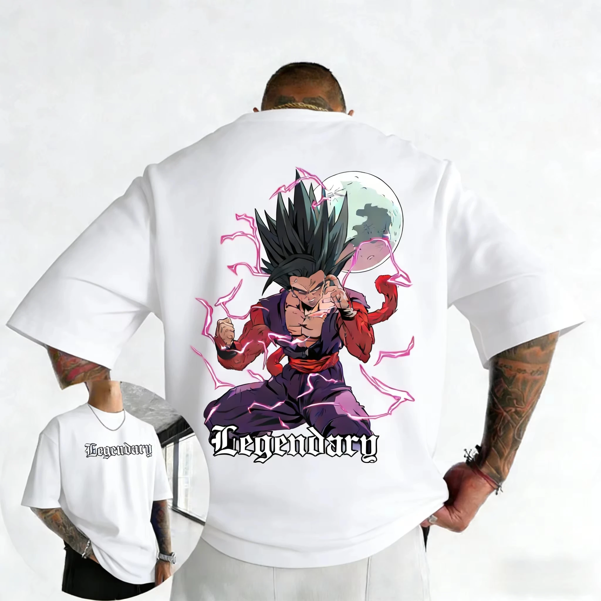 

Футболка унисекс из хлопка с принтом Dragon Ball Anime Beast Gohan, летняя новинка, уличный хип-хоп, повседневная, Y2K, для родителей и детей, Ins