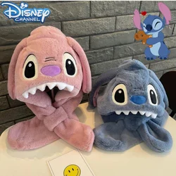 Disney Stitch Angel cute creative cartoon children's plush hat scarf personalized anime movie ear protection thickened warm hat