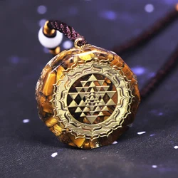 Orgonite Pendant Sri Yantra Necklace Tiger Eye Necklace Sacred Geometry Energy Healing Yoga Jewelry Gift