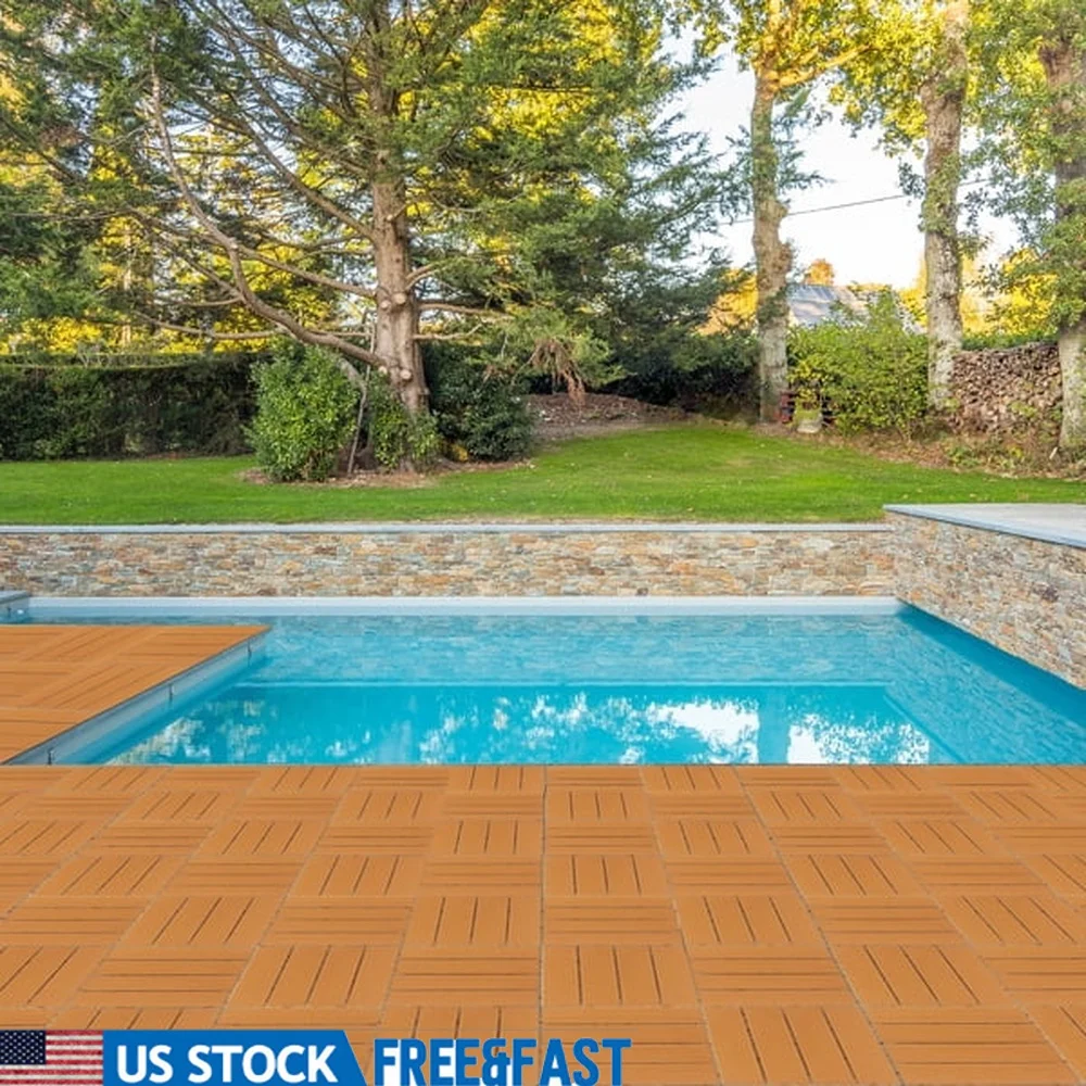 

27-Piece Interlocking Plastic Deck Tiles Waterproof Flooring Indoor Outdoor Use Easy Installation Durable Drainage System