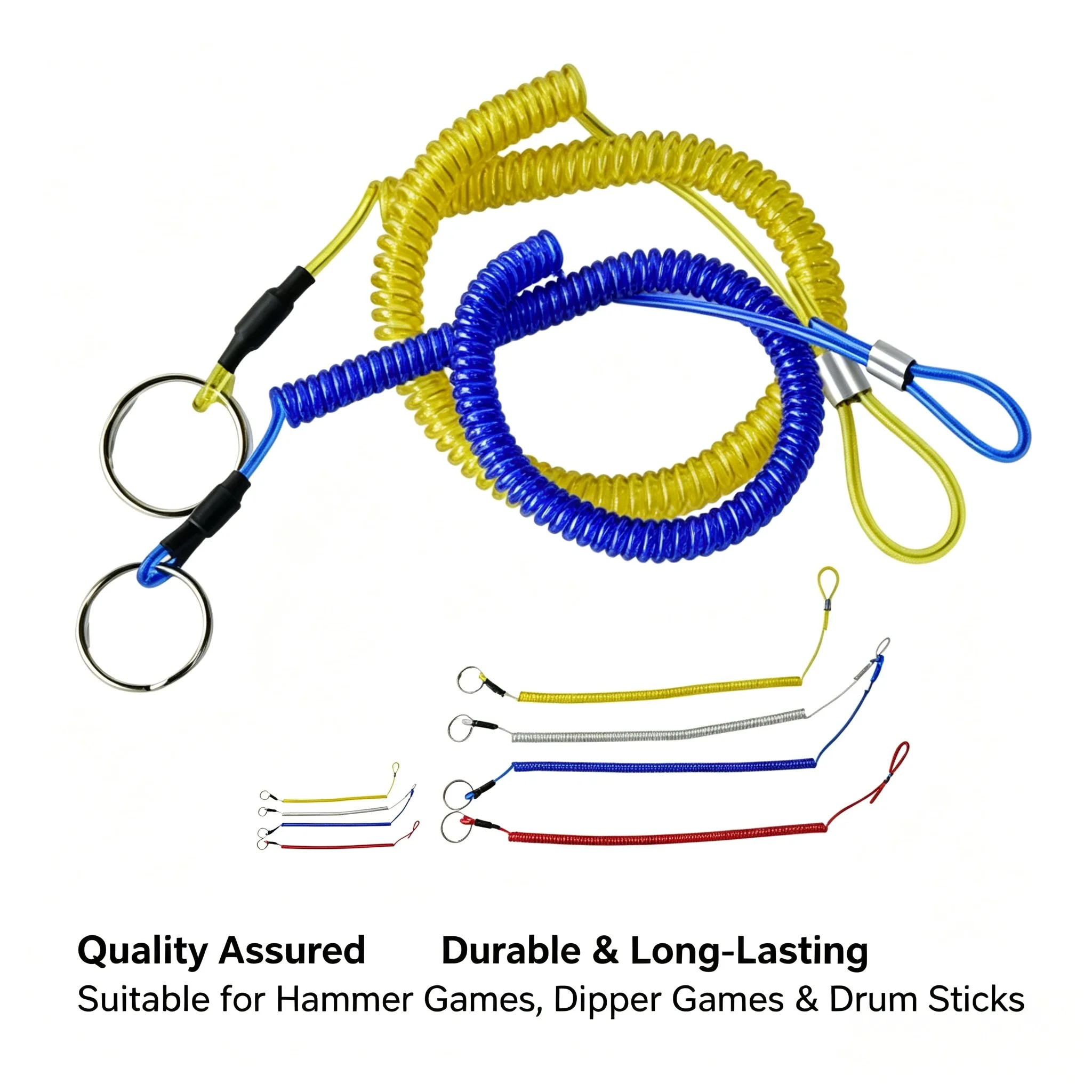 Retractable Spring Steel Wire Anti-lost Lanyard, Coiled Protection Rope for Arcade Game Hammer Drum Stick Accessories